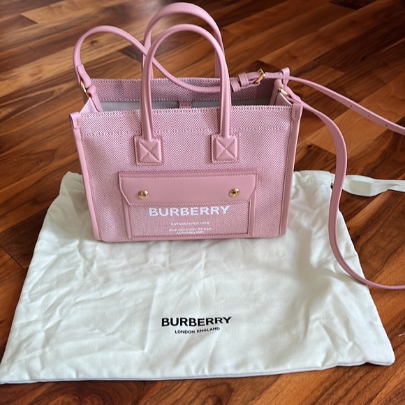 Burberry Mini Freya Horseferry Logo Canvas and Leather tote, NEW - Picture 10 of 17